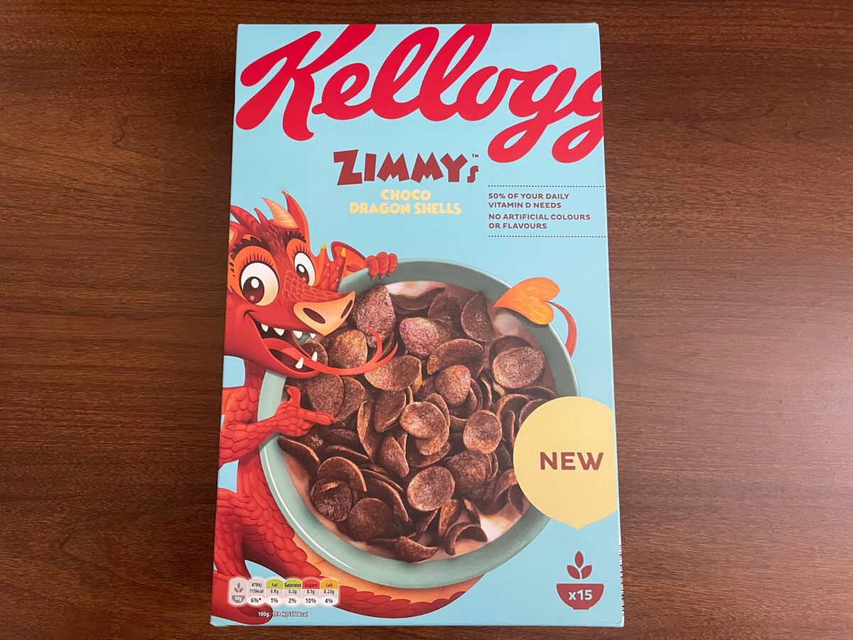 60点 イギリス【王室御用達】 ケロッグ シリアル チョコドラゴンシェル（≒チョコフレークとチョコクリスピーの中間） Kellogg’s Zimmys Choco Dragon shells
