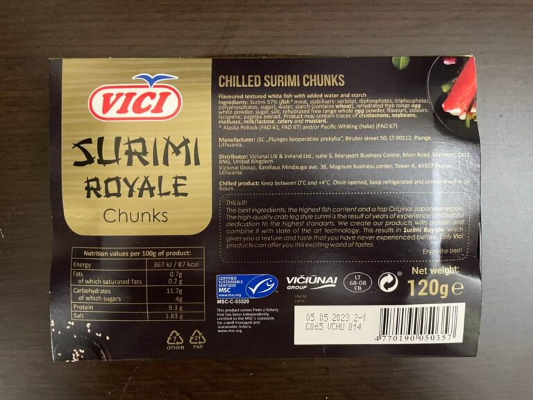 60点 イギリス カニカマ VICI Surimi Royale Chunks かもめらいおん 絵空事